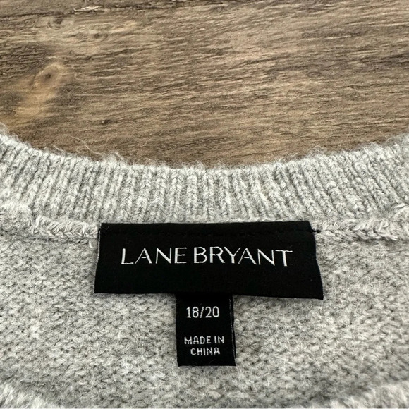 Lane Bryant size 18/20 Gray Pullover Sweater Ivory Cable Knit Accent Cozy Soft - Picture 3 of 6